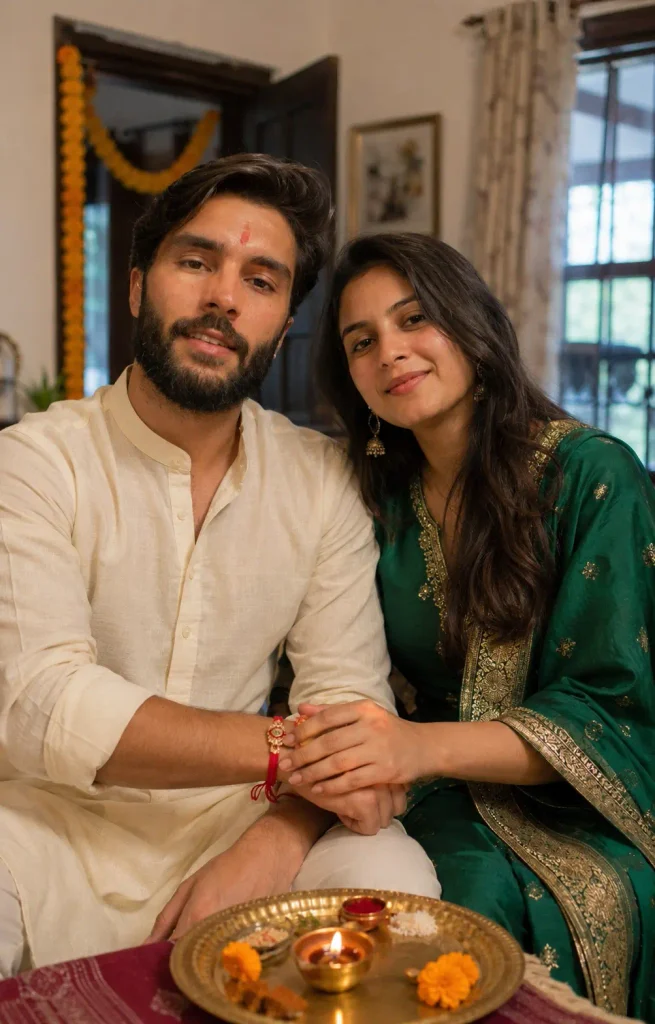 Brother and sister Raksha Bandhan AI photo created with Gemini prompt